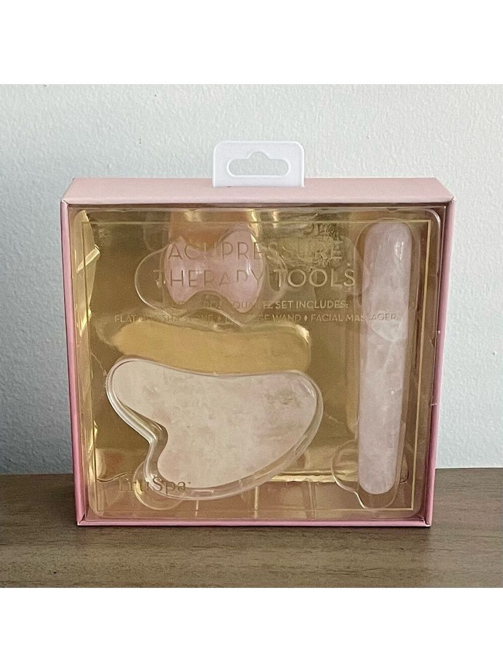 TruSpa Acupressure Therapy 3 pc Rose Quartz Set - NWT